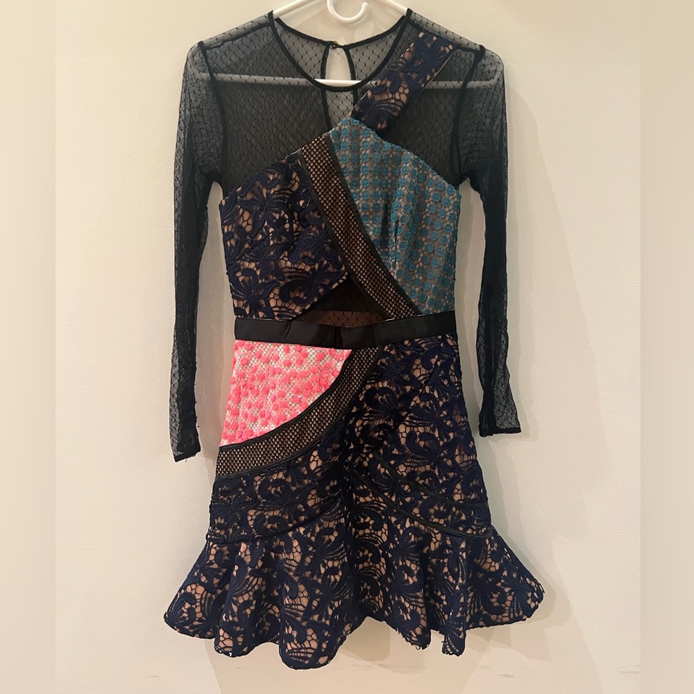 Self Portrait Multi fabric dress